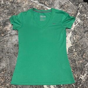 Nike Green V-neck Dri-FIT Short Sleeve T-Shirt